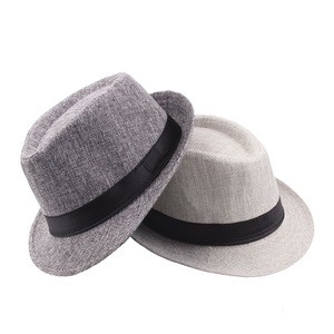 LYX79 Fedora hat  linen formal hat outdoor sun straw hat for men