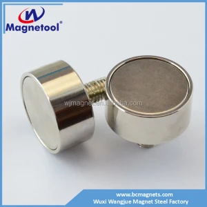 M4M5M6 round base neodymium pot magnet with threaded stem