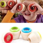 Magic Bee Eye Effect Kaleidoscope Wooden Kids Toy Mini Fancy Colored wood kaleidoscope