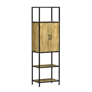 mango wood iron 2 door rack storage cabinet shelf organizer bookshelf display rack living bedroom entryway hallway dining room