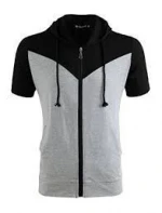 Mens oem short sleeve fitness blank hoodie