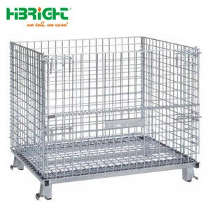 mesh box wire cage metal bin storage Container for Warehouse