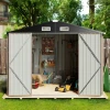 Metal Steel garden tool shed, bike shed waterproof storage, garden shed storage with flat roof including foundation