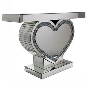 mirror crystal diamond decor heart console table