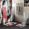 Modern fashion trend abstract art Paris women painting bath rug waterproof shower curtain set bathroom 4 piece combine set