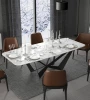 Modern light luxury marble iron rectangular household dining table dining table