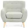 Modern Upholstered Tufted Fabric Tub Accent Leisure Arm Chair