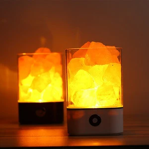 Multi Color Change Natural Himalayan Rock Salt Crystal Mini Lamp Design With Round Cup For Baby Room