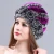 Multi-colored rex rabbit fur hat women&#x27;s winter hat with elastic round cap