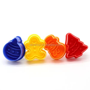 New arrival 4pcs hand press Christmas series 3D cookie cake biscuit press mold mould tools