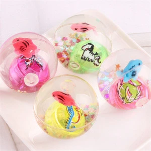 New Arrival 55mm Flashing LED Light Kids Elastic Jump Crystal Ball Toy With Fish
