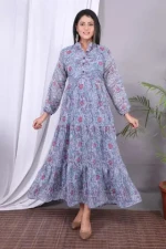 New Arrival Block Print Cotton Flaired Anarkali Kurta For Woman Causal Wear Ethnic Kurta For Every Festival