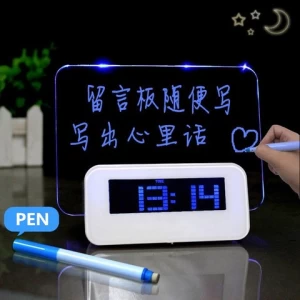New arrival Digital LCD Alarm Clock Promotional Desktop Electronic Led leave Message Board Gifts Desk&Table Clock