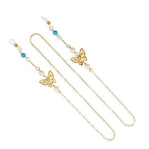 New Arrival metal Alloy Glass Hollow Butterfly Pendant glasses chain Colorful sunglasses Cord accessories Crystal Eyewear Straps