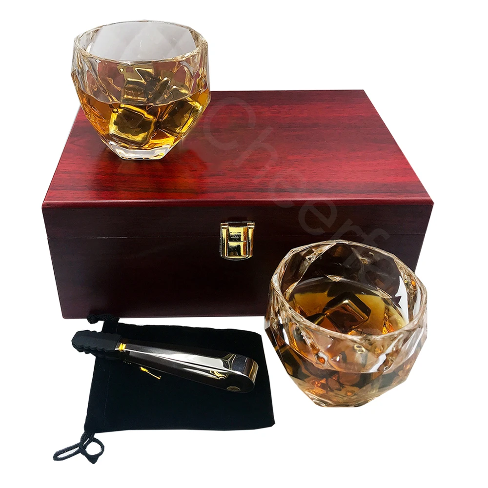 New Arrivals 2020 Ice Cubes Reusable And Stainless Steel Ice Cube With Diamond Glasses Set