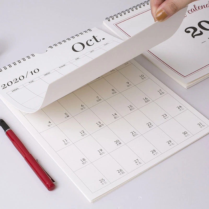New Coming OEM Calendar Wall Custom White Cardboard Printing 2021 Wall Calendars A3 A5 Paper Hang Calendar
