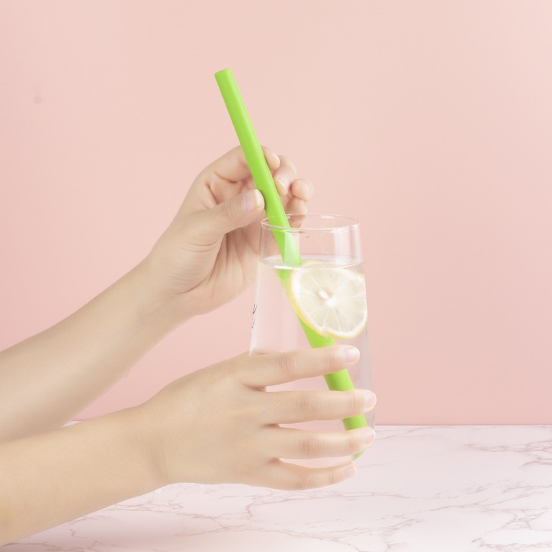 New design eco friendly resuable color Long straight silicone rubber juice drinking straw set for Bar accessories