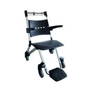 New design hospital ss material patient transfer chairs with 4 PU wheels