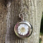 New dry flower Case Pedant necklace Mens Analog Quartz DIY dry flower Pocket Watches