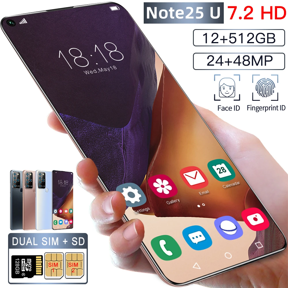 New high-end Tecno note25U mobile phone 7.2 HD large screen smartphone face unlock + fingerprint unlock mobile phone 5g