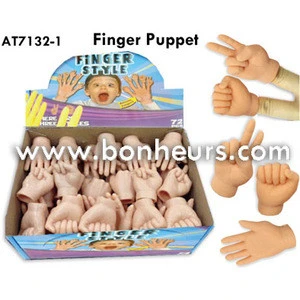 New Novelty Toy Design Hand Gesture Soft Rubber Finger Puppet