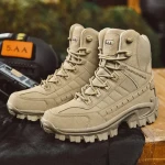 New Outdoor Mountaineering High Top Hiking Boots Non Slip Wear Resistant Lightweight Breathable Climbing Shoes for Men