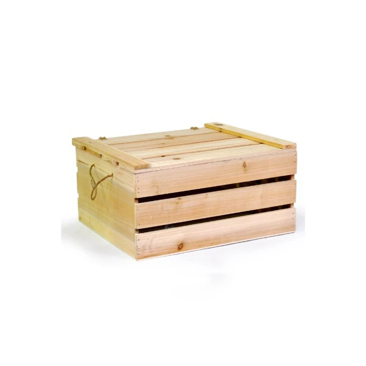new products Swing Lid unfinished Wood Crate Storage Box