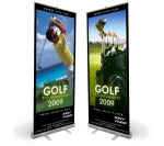 Newly hand double side hand held retractable fan banging roll up banner/stand up