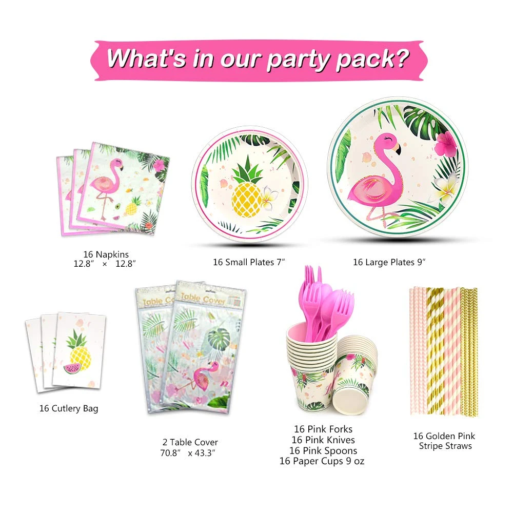 Nicro Tropical Birthday Party Decoration Baby Shower Flamingo Party Supplies Tableware Set