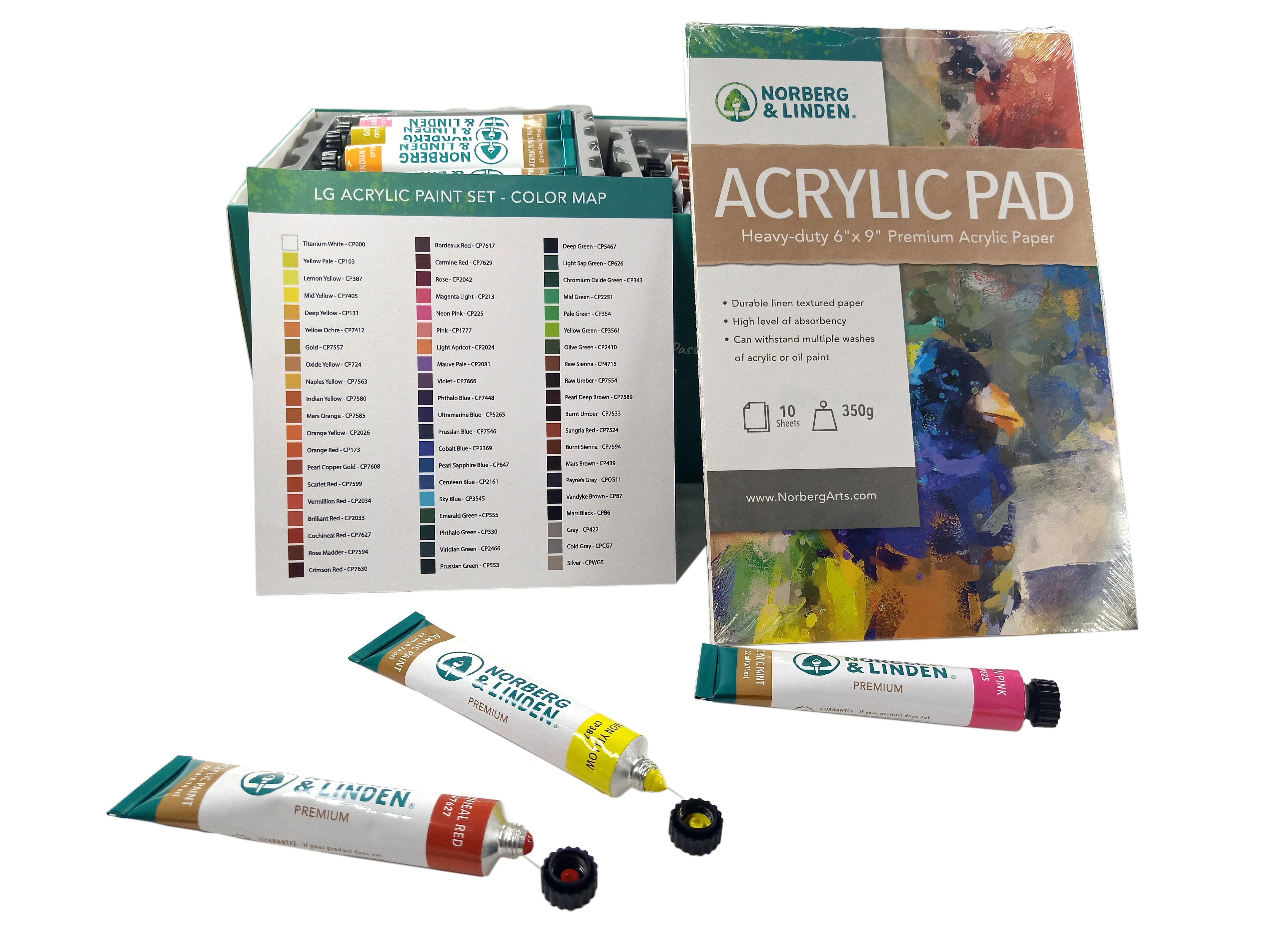 Non-Toxic  Artist Paint Set  60 Colors  Acrylic Set In Car Box Add A Acrylic Pad