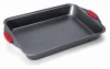 Nonstick Stainless Steel Silicone Bakeware 4-Piece Set, Latte Black with Cranberry Red Handle Grips -roaster pan