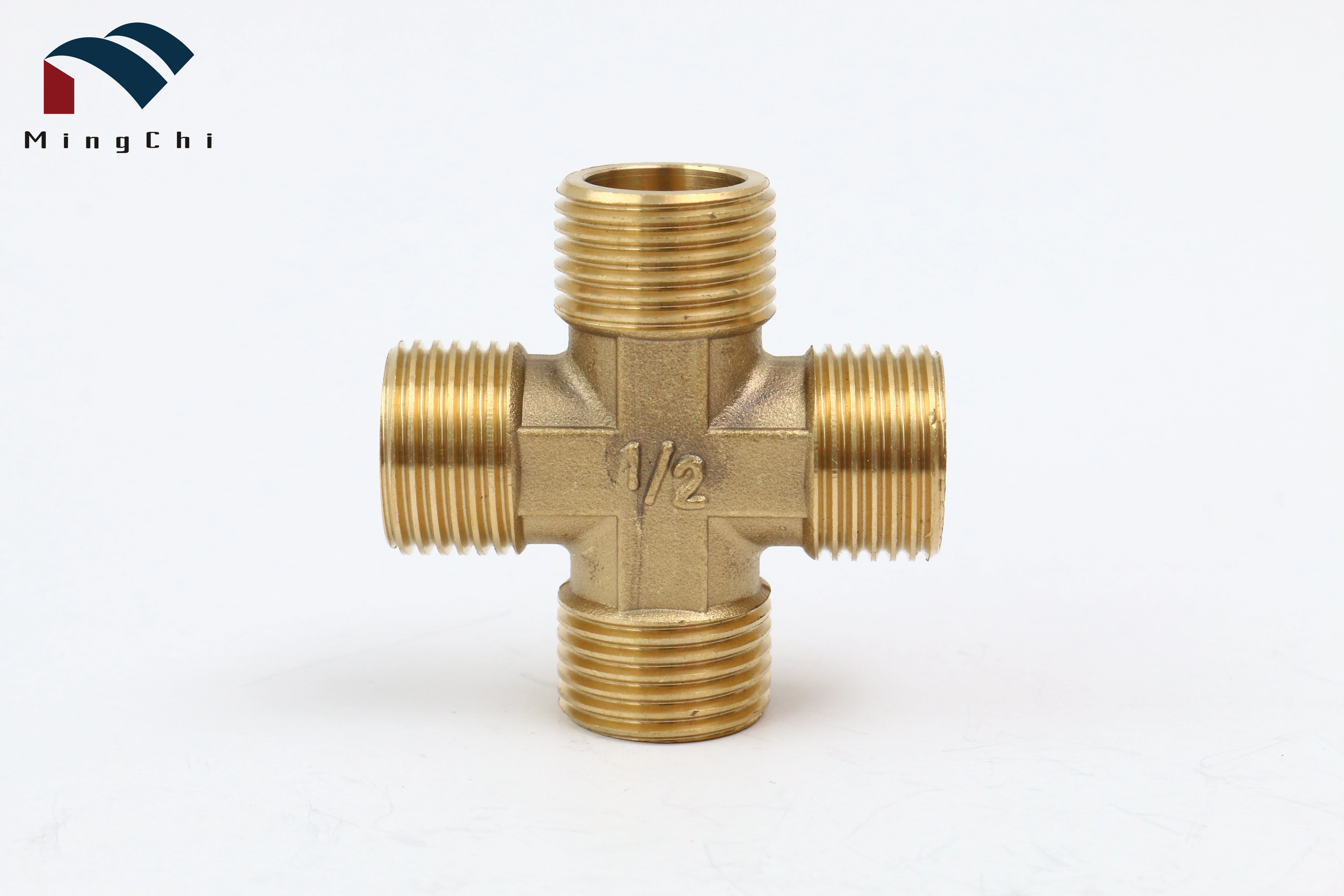 OEM Brass All Thread Male Cross Plumbing Accessories Sanitary Coupling Pipe Fittings Square Tube Connector