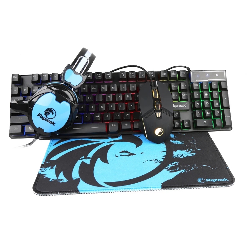 OEM /ODM keyboard factory 4 in 1 gaming headphone mouse pad keyboard and mouse gaming combo