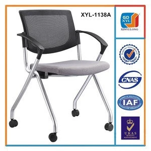 Office Star Breathable Flexible Mesh Back Folding Nesting Chair with Padded Fabric Seat or Casters