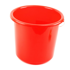 Open plastic bucket for household use