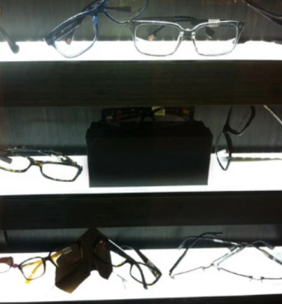 optical display panel eyewear display panel edgelit display shelves