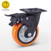 Orange 4/5/6/8 Inch industrial castor wheel Heavy Duty PU Caster With Top Brake