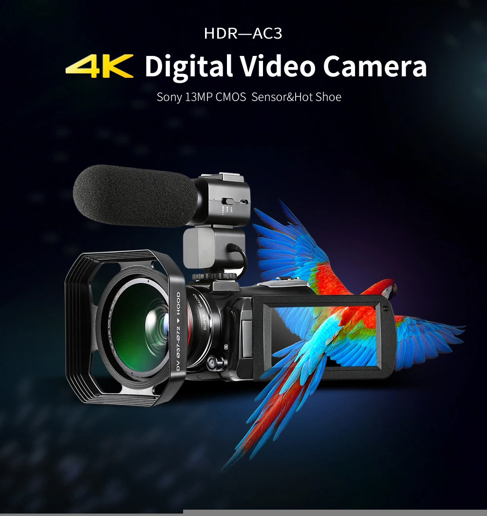 ORDRO AC3 30X Digital Zoom WiFi Camcorder Video Camera UHD 4K Camcorder