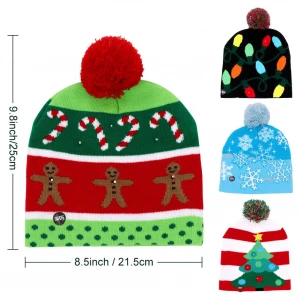 OurWarm New Year Gifts Cotton Knit Up Led Light Beanie Funny Kids Cap Christmas Hat