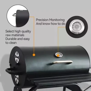 Outdoor Trolley Barrel Barbeque Big Machine Charcoal Smoker BBQ Grill for Backyard Party