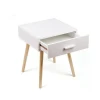 Pine legs white square wood coffee table with drawer