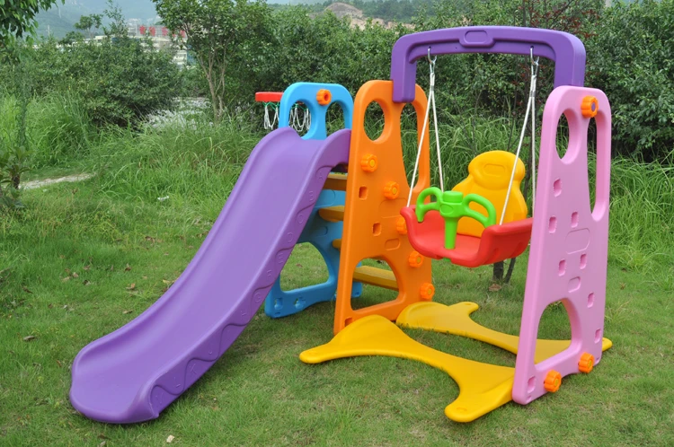 Plastic baby swing and slide