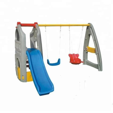 Plastic swing set with baby seats