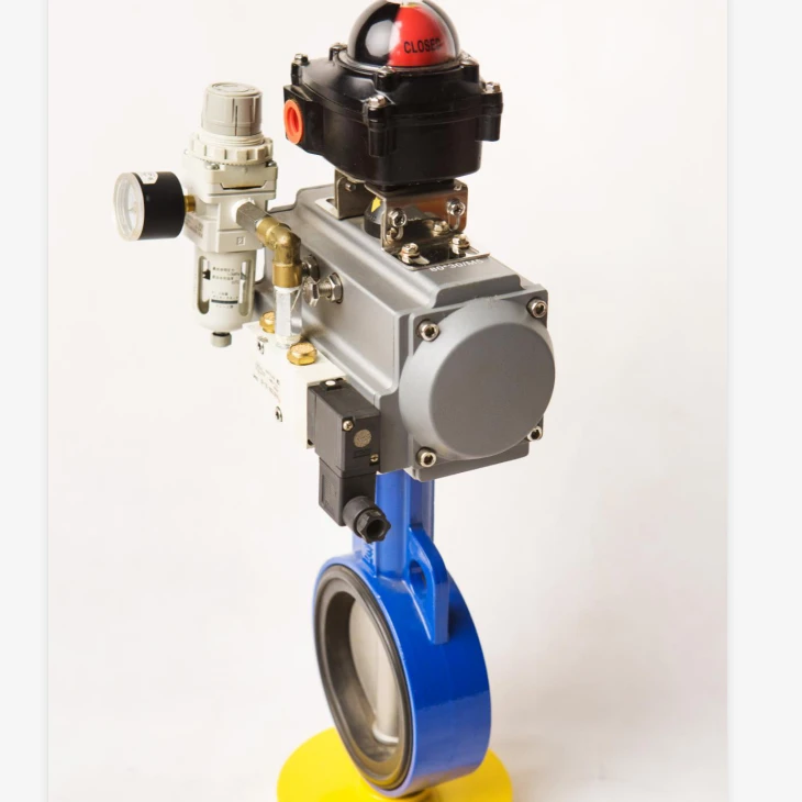 Pneumatic valve actuator, Double acting Pneumatic actuated butterfly valve with limit switch box