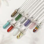 Popular Bullet Turquoise Necklace Jewelry Hexagonal Natural Stone Pendant Lovers Men Womens Necklaces