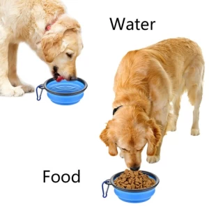 Portable Dog Food Bowl Collapsible pet Feeding Bowl Travel Hanging Pet Bowls & Feeder