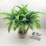 Pot Artificial Plant Leaves Green 7 Heads Of Persian Leaves Decoration
