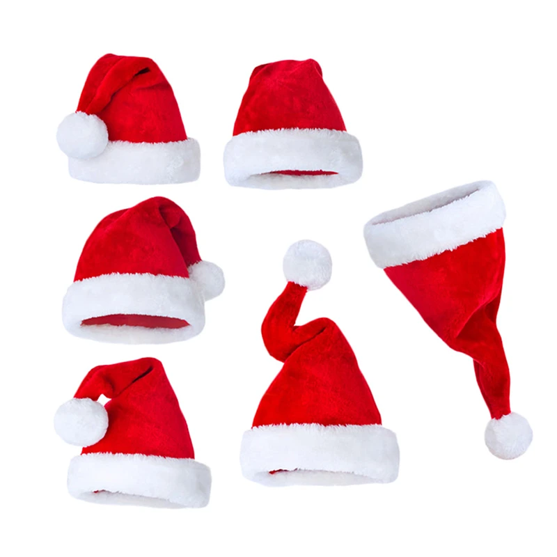 Promotional Classic Red Christmas Mini Santa Hat Festival Party Xmas Plush Santa Claus Hat Wholesale