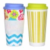 Promotional Double Wall 350ml 450ml Plastic Travel Mug Reusable Coffee Cup