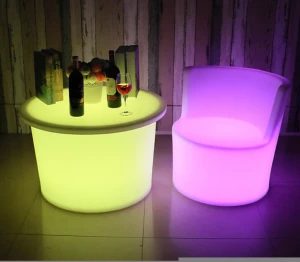 Promotional glowing set lounge pub coffee light up cocktail club nightclub bar chairs and led tables